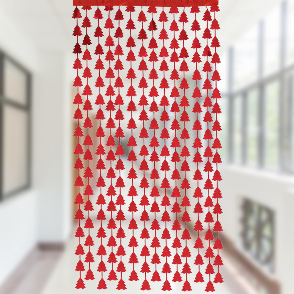 2 Pieces Christmas Decoration 2m Green Christmas Tree Rain Silk Curtain Birthday Party Decoration Christmas Tassel Curtain