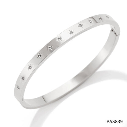 3 Pieces Minimalist Classic Style Geometric Stainless Steel Plating Inlay Zircon Bangle