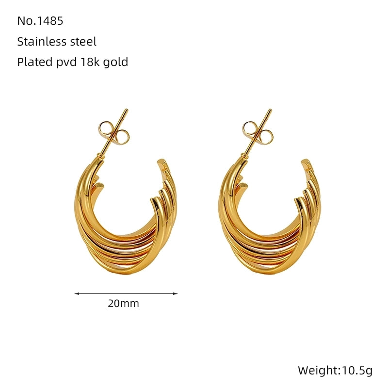 1 Pair Minimalist Classic Style Solid Color 304 Stainless Steel 18K Gold Plated Earrings Ear Studs