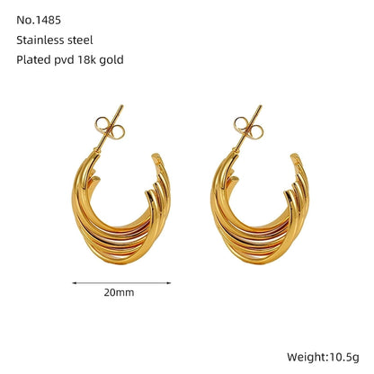 1 Pair Minimalist Classic Style Solid Color 304 Stainless Steel 18K Gold Plated Earrings Ear Studs