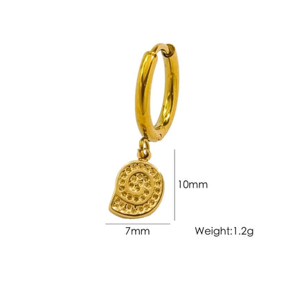 3 Pieces Beach Tortoise Starfish Shell Plating 304 Stainless Steel 14K Gold Plated Earrings