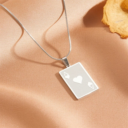 Minimalist Heart Shape Rectangle Titanium Steel 18K Gold Plated Pendant Necklace