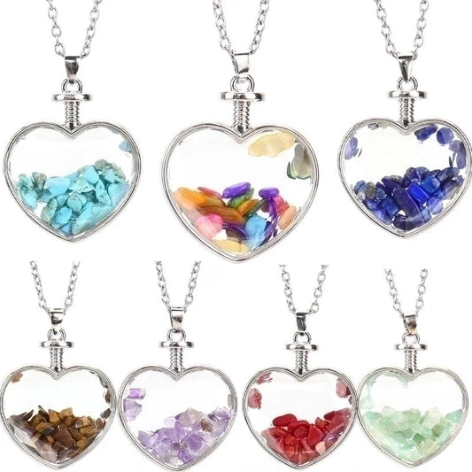 Minimalist Heart Shape Natural Stone Plating Pendant Necklace