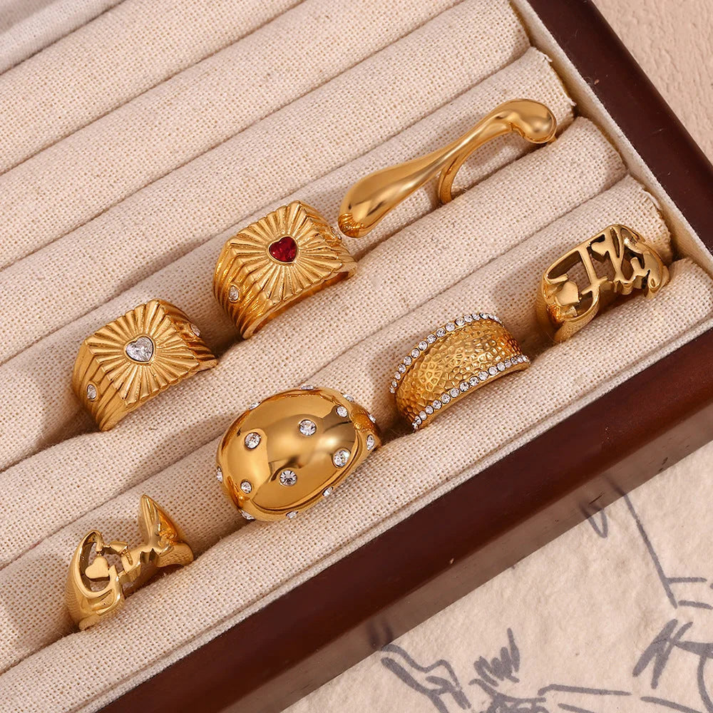 Fashion Niche Circle Geometric Stainless Steel 18K Gold Plated Rings