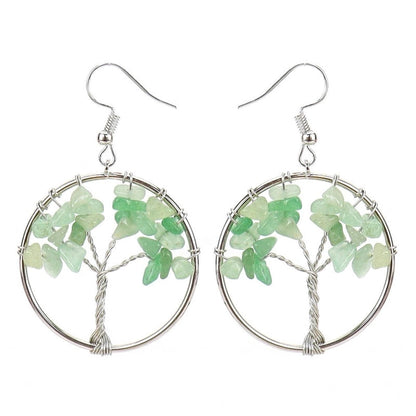 Fashion Tree Natural Stone Copper Beaded Plating Drop Earrings 1 Pair