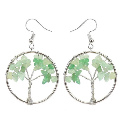 Fashion Tree Natural Stone Copper Beaded Plating Drop Earrings 1 Pair