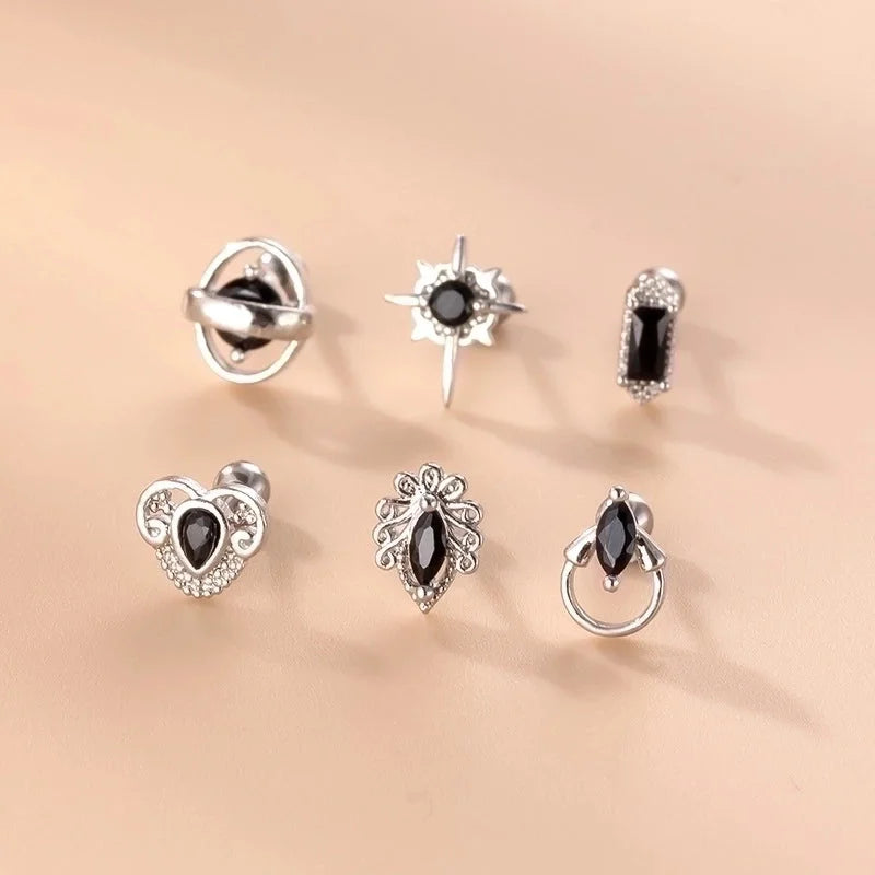 1 Piece Ear Cartilage Rings & Studs Fashion Solid Color 316L Stainless Steel Copper Plating Inlay Zircon