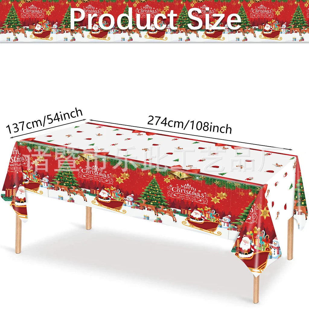 3 Pieces Christmas Tablecloth Holiday Party Tablecloth Christmas Tree Tablecloth Red And Green Christmas Theme Tablecloth Table Cover