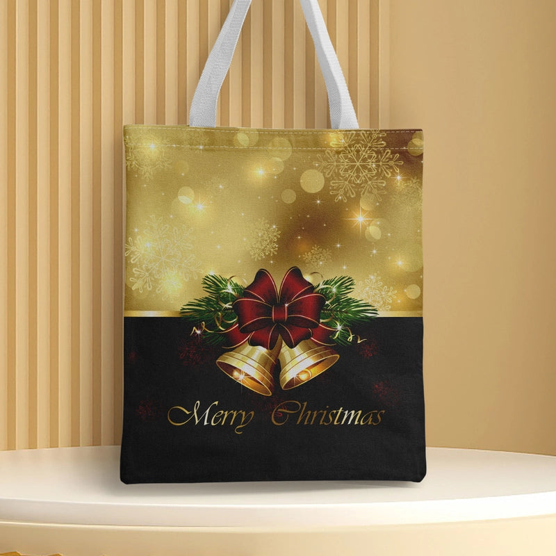 Christmas Unisex Polyester Christmas House Christmas Tree Santa Claus Cute Square Open Handbag