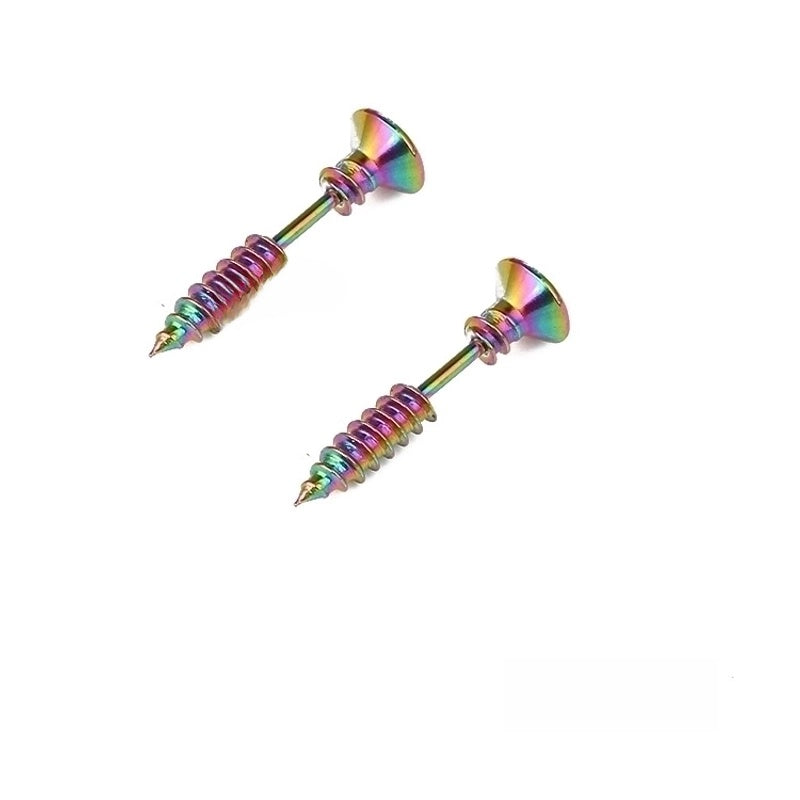 Fashion Punk Style Titanium Steel Screw Stud Earrings