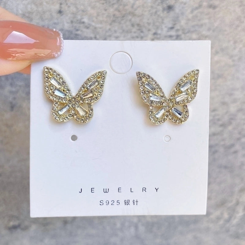 1 Pair Fashion Leaf Flower Bow Knot Imitation Pearl Alloy Rhinestones Earrings