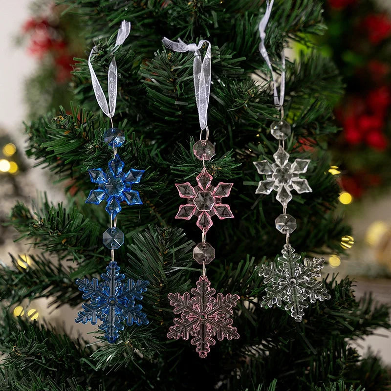 Christmas Minimalist Classic Style Snowflake Arylic Holiday Festival Hanging Ornaments Decorative Props Decorations Hanging Ornaments
