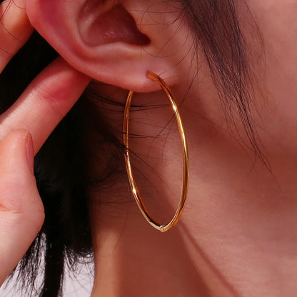 Minimalist Circle Geometric Stainless Steel 18K Gold Plated Earrings