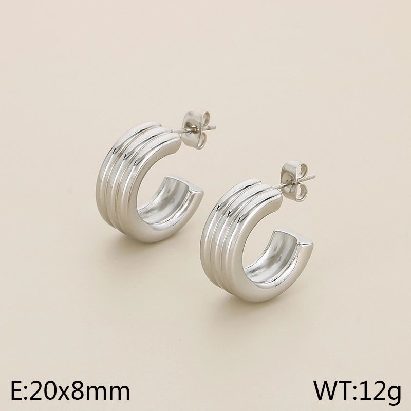 1 Pair Minimalist Solid Color Plating 304 Stainless Steel 18K Gold Plated Earrings