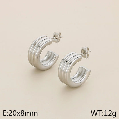 1 Pair Minimalist Solid Color Plating 304 Stainless Steel 18K Gold Plated Earrings