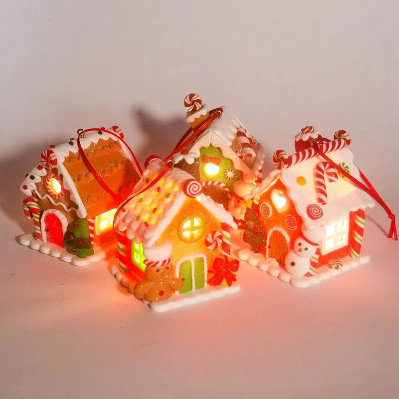 Christmas House Creative Soft Pottery House Without Lights Pendant Christmas Decoration Three-dimensional Luminous House Decoration Ornaments