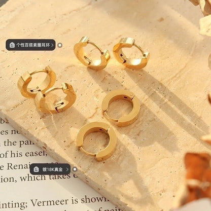 Geometric 304 Stainless Steel No Inlaid 18K Gold Plated Earrings Ear Studs