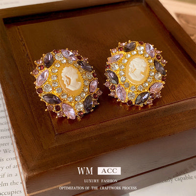 2 Pieces Mid-century Modern Round Geometric Copper Electroplating Earrings