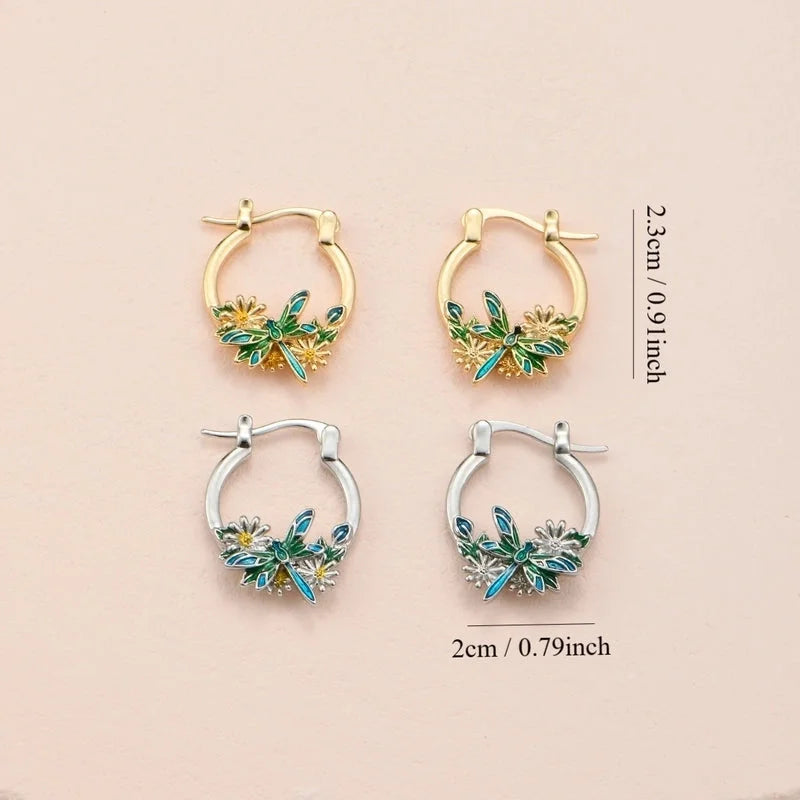 1 Pair Minimalist Classic Style Color Block Hummingbird Enamel Copper Earrings