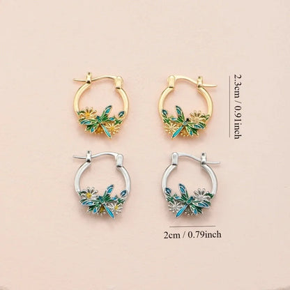 1 Pair Minimalist Classic Style Color Block Hummingbird Enamel Copper Earrings