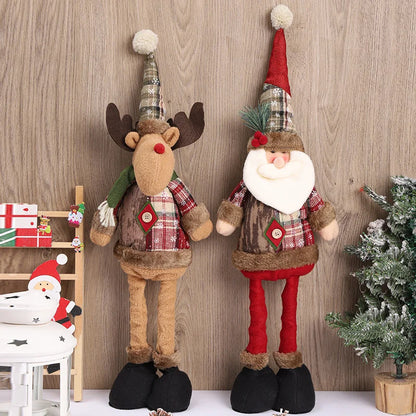 Christmas Vintage Telescopic Doll Window Display Santa Claus Snowman Standing Figure Doll