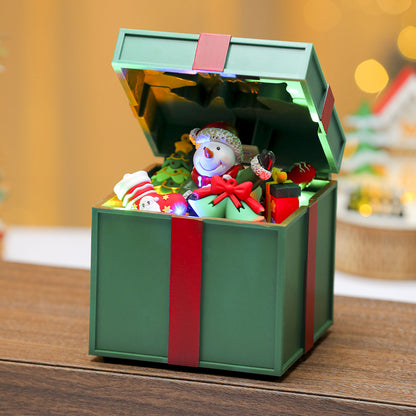 Multiple Christmas Rotating Resin Glowing Music Box Ornaments Rotating Small Train Christmas Gift