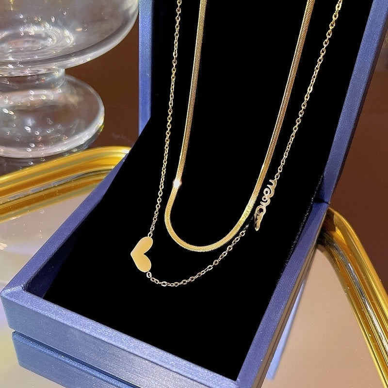 Elegant Classic Style Geometric Moon Bow Knot Titanium Steel Zircon Pendant Necklace