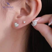 1 Pair XUPING Sweet Minimalist Heart Shape Plating Alloy Copper Artificial Gemstones 18K Gold Plated Ear Studs