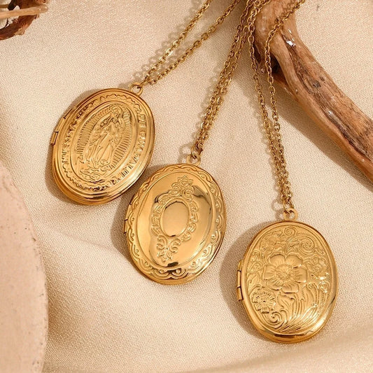 Minimalist Geometric 304 Stainless Steel Locket Necklace