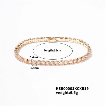 Copper Minimalist Shiny Inlay Geometric Zircon Bracelets Tennis Bracelet