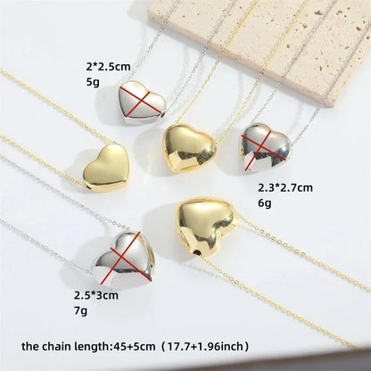 Copper 14K Gold Plated Heart Shape Pendant Necklace