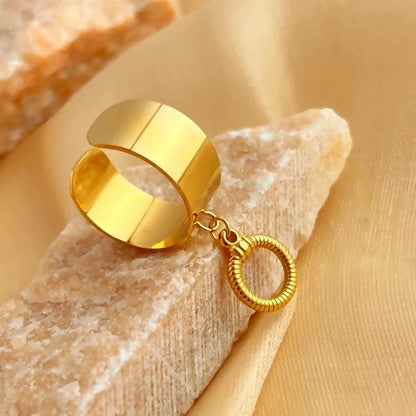 Casual Retro Minimalist Solid Color 304 Stainless Steel 18K Gold Plated Plating Hollow Out Open Rings