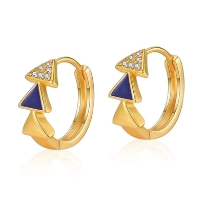 1 Pair Retro Sweet Triangle Devil\'s Eye Heart Shape Enamel Plating Inlay Copper Zircon 18k Gold Plated Ear Studs