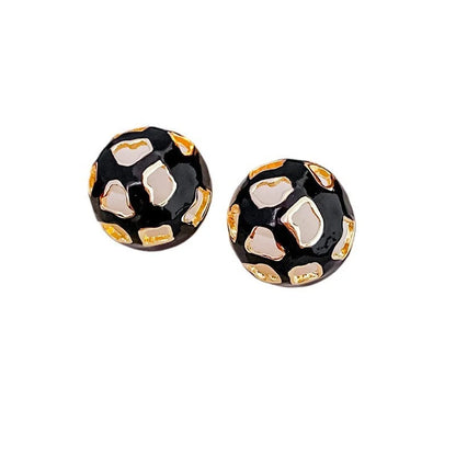 French Vintage Round Geometric Copper Electroplating Stud Earrings