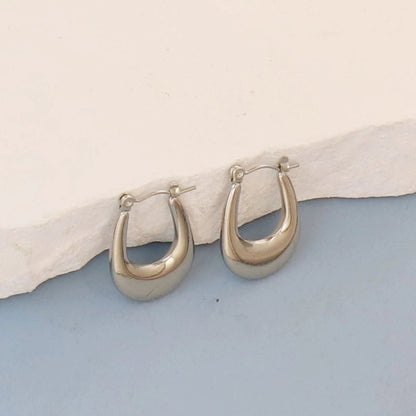 1 Pair Minimalist Round Square Heart Shape 304 Stainless Steel Earrings