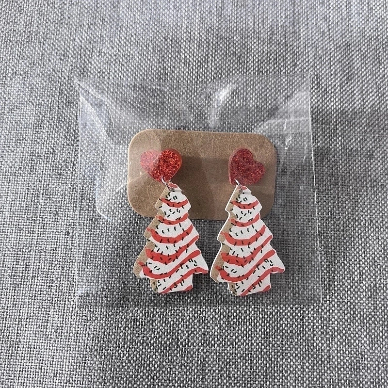 1 Pair Cute Streetwear Cartoon Character Christmas Tree Letter Arylic Drop Earrings