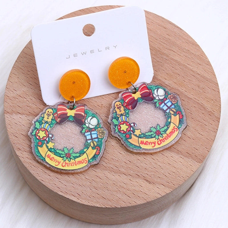 Minimalist Snowflake Arylic Printing Earrings