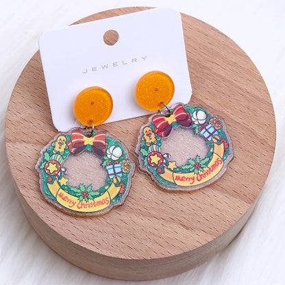 Minimalist Snowflake Arylic Printing Earrings