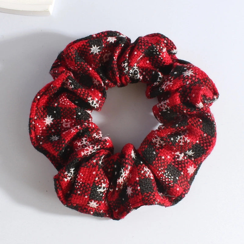 Classic Style Women's Plaid Snowflake Cloth Hair Tie