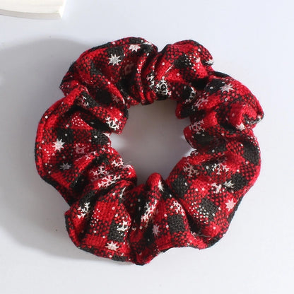 Classic Style Women's Plaid Snowflake Cloth Hair Tie