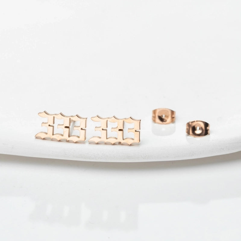 1 Pair Minimalist Number Plating Hollow Out 304 Stainless Steel 18K Gold Plated Ear Studs