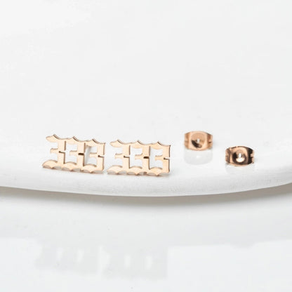 1 Pair Minimalist Number Plating Hollow Out 304 Stainless Steel 18K Gold Plated Ear Studs