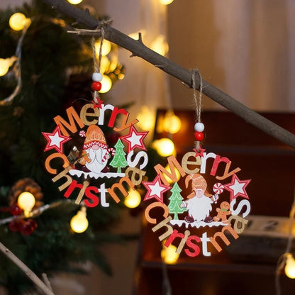Christmas Cute Doll Letter Wood Festival Hanging Ornaments Decorations Hanging Ornaments