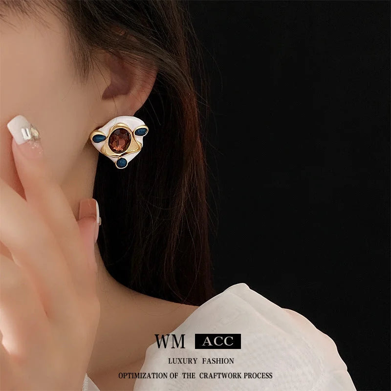 Moderate Luxury Triangle Geometric Alloy Oil Dripping Earrings