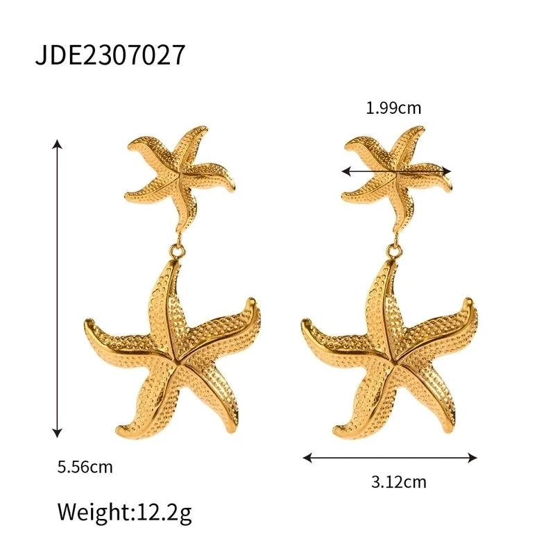 Casual Beach Classic Style Starfish Shell 304 Stainless Steel 18K Gold Plated Rings Earrings