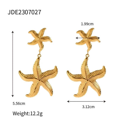 Casual Beach Classic Style Starfish Shell 304 Stainless Steel 18K Gold Plated Rings Earrings