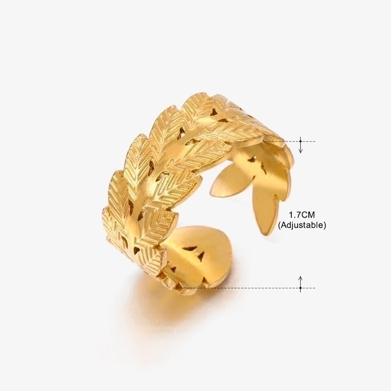 3 Pieces Basic Classic Style Geometric Leaf Stainless Steel Plating Open Rings