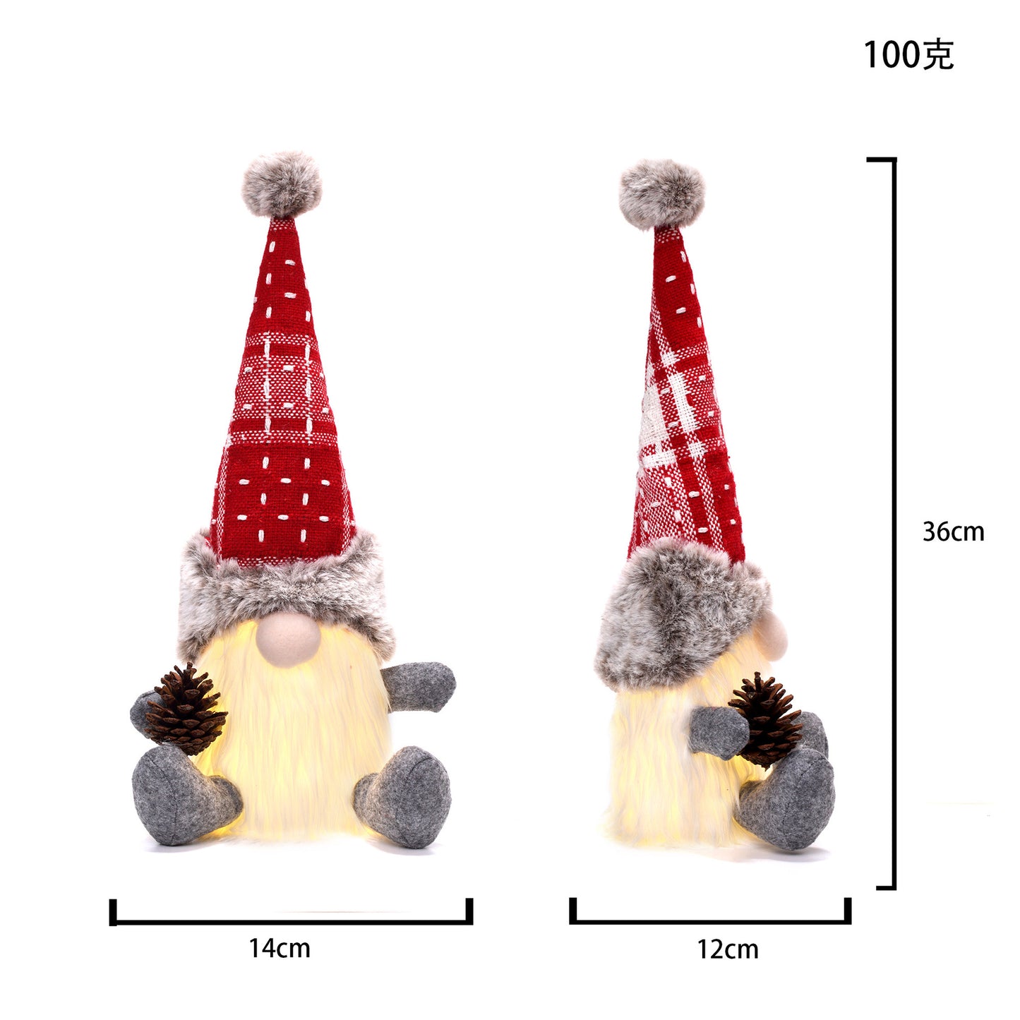 Christmas Glowing Rudolph Faceless Doll Nordic Forest Man Plush Doll Decoration Gnome Ornament