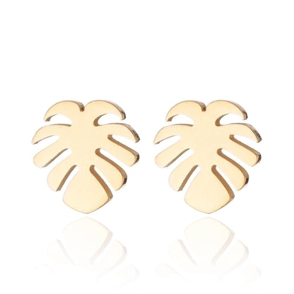 Fashion Palm Tree 304 Stainless Steel No Inlaid 18K Gold Plated Ear Studs