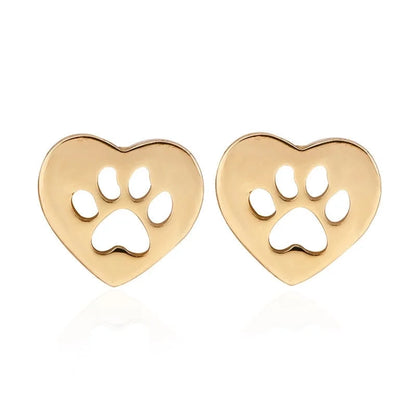 1 Pair Cute Paw Print Plating 304 Stainless Steel 18K Gold Plated Ear Studs
